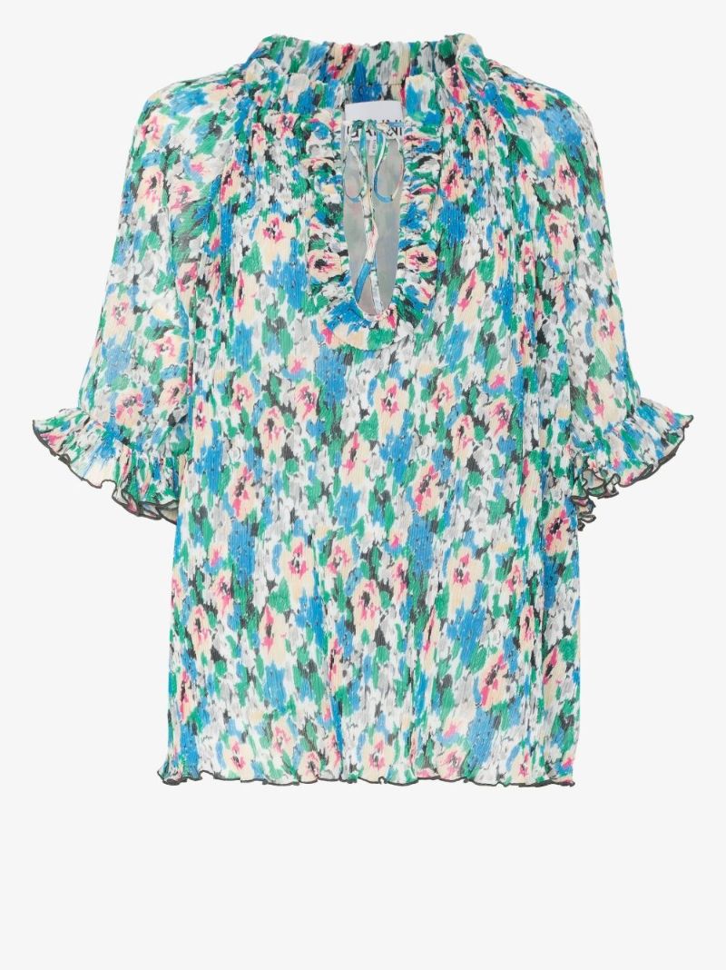 Floral Print PlissÃ_x0083_Â© Blouse