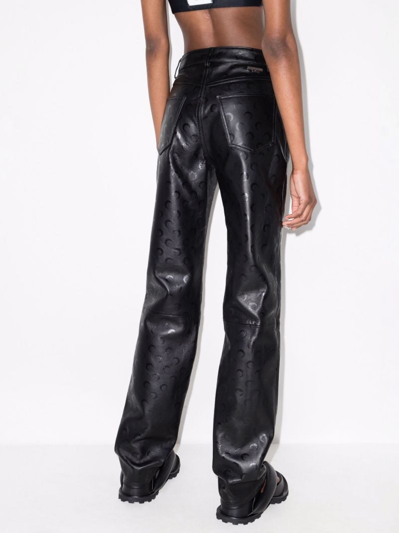 Crescent Moon Print Leather Trousers