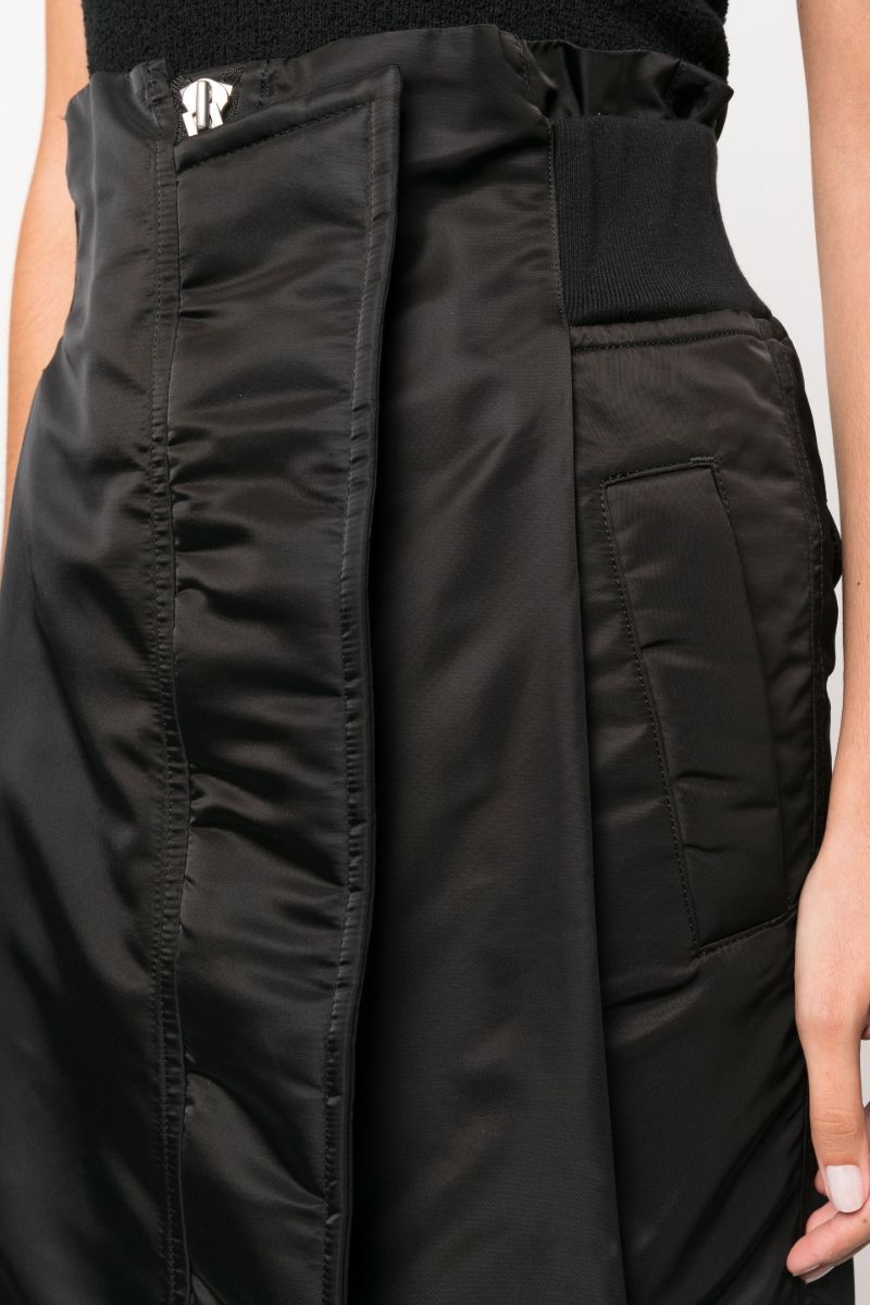 Black Padded Shell Midi Skirt