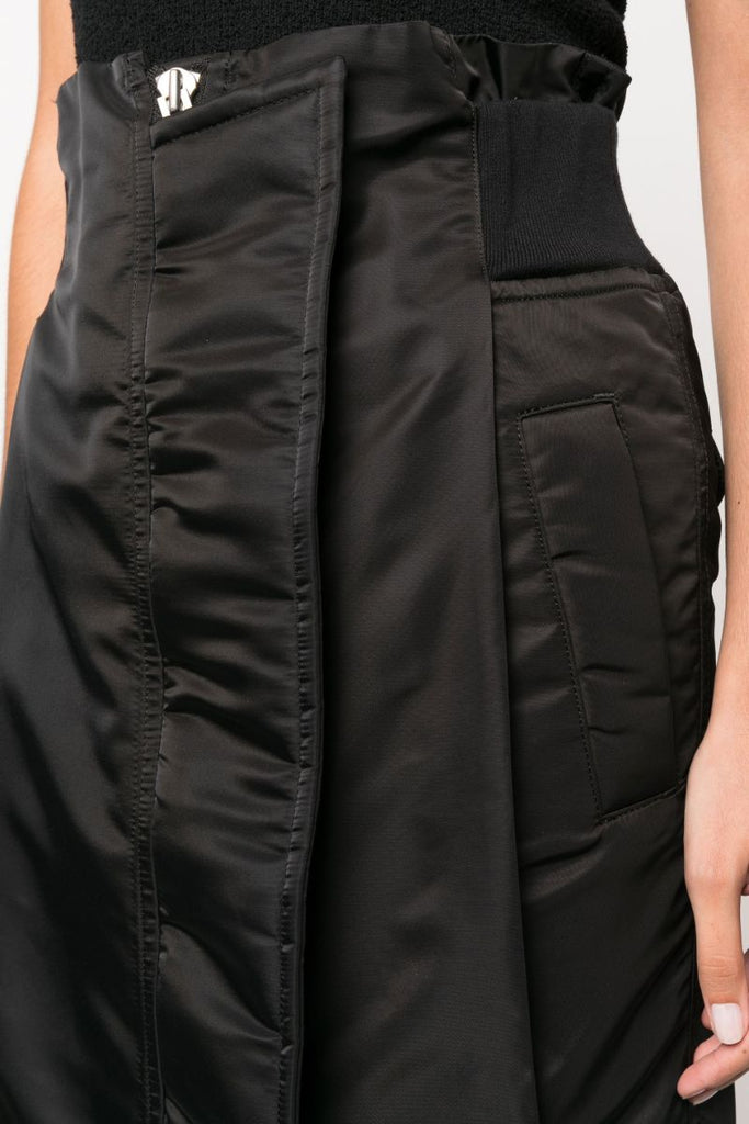 Black Padded Shell Midi Skirt