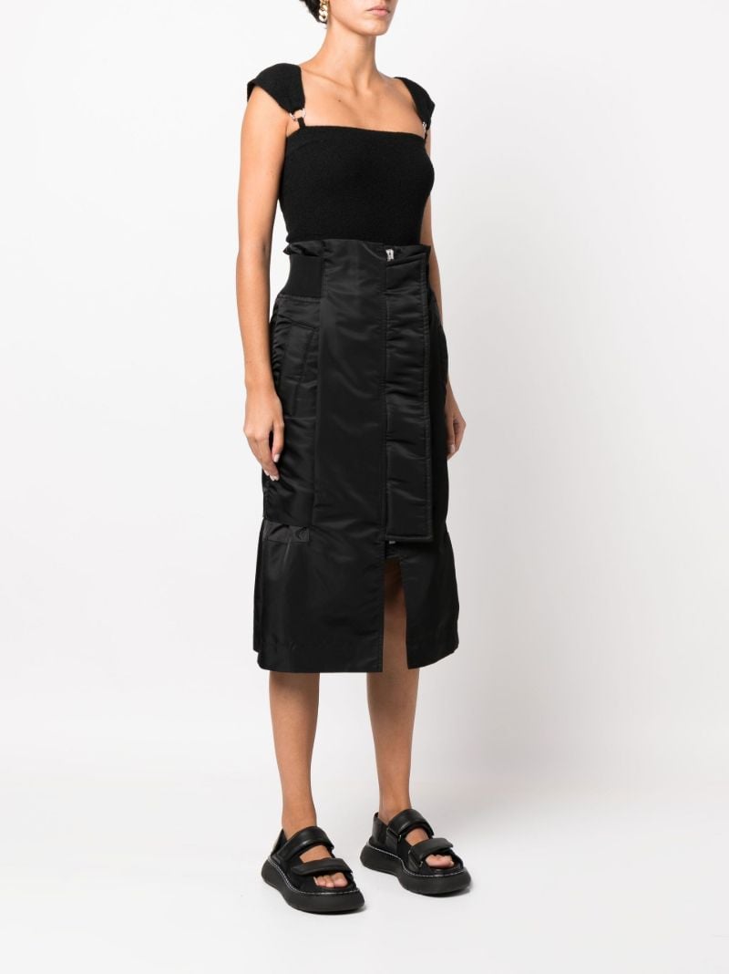 Black Padded Shell Midi Skirt