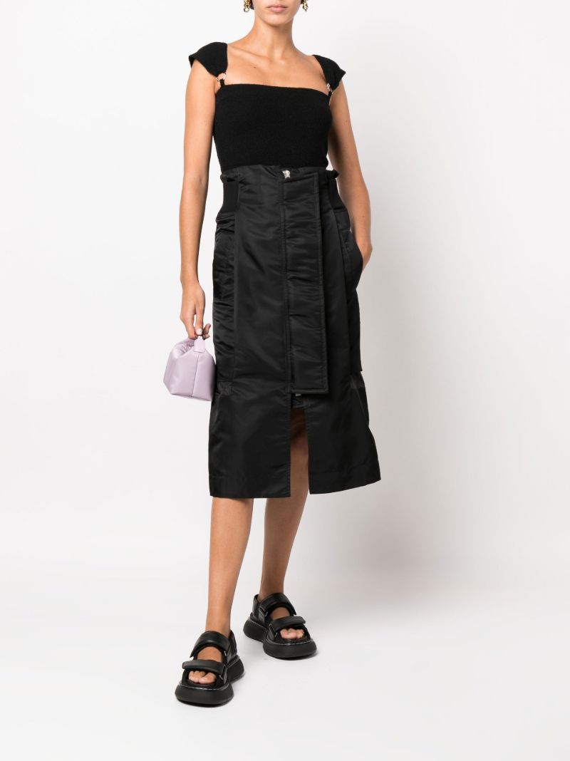 Black Padded Shell Midi Skirt