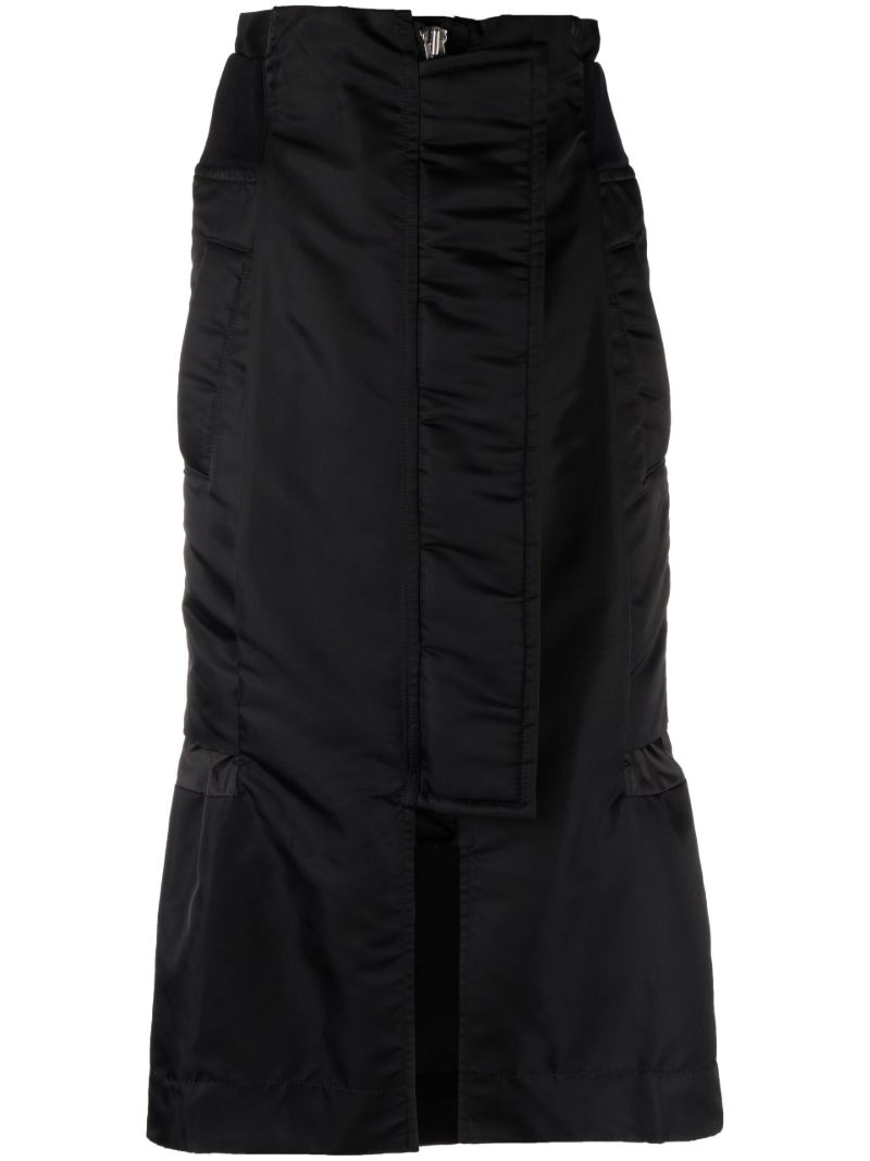 Black Padded Shell Midi Skirt