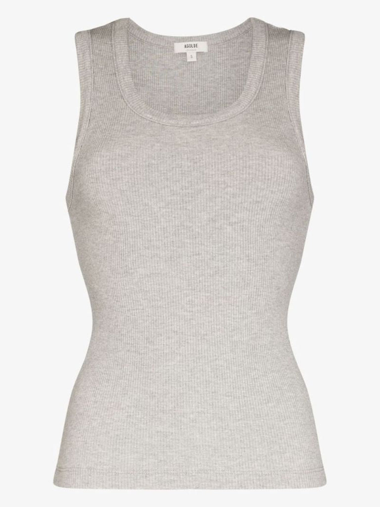 Grey Poppy Ribbed Vest Top
