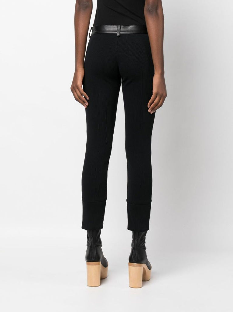 Black Panelled High-waisted Leather Trousers
