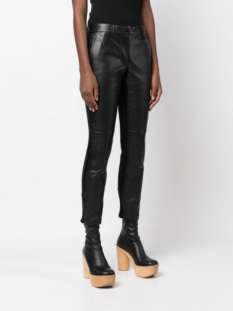 Black Panelled High-waisted Leather Trousers