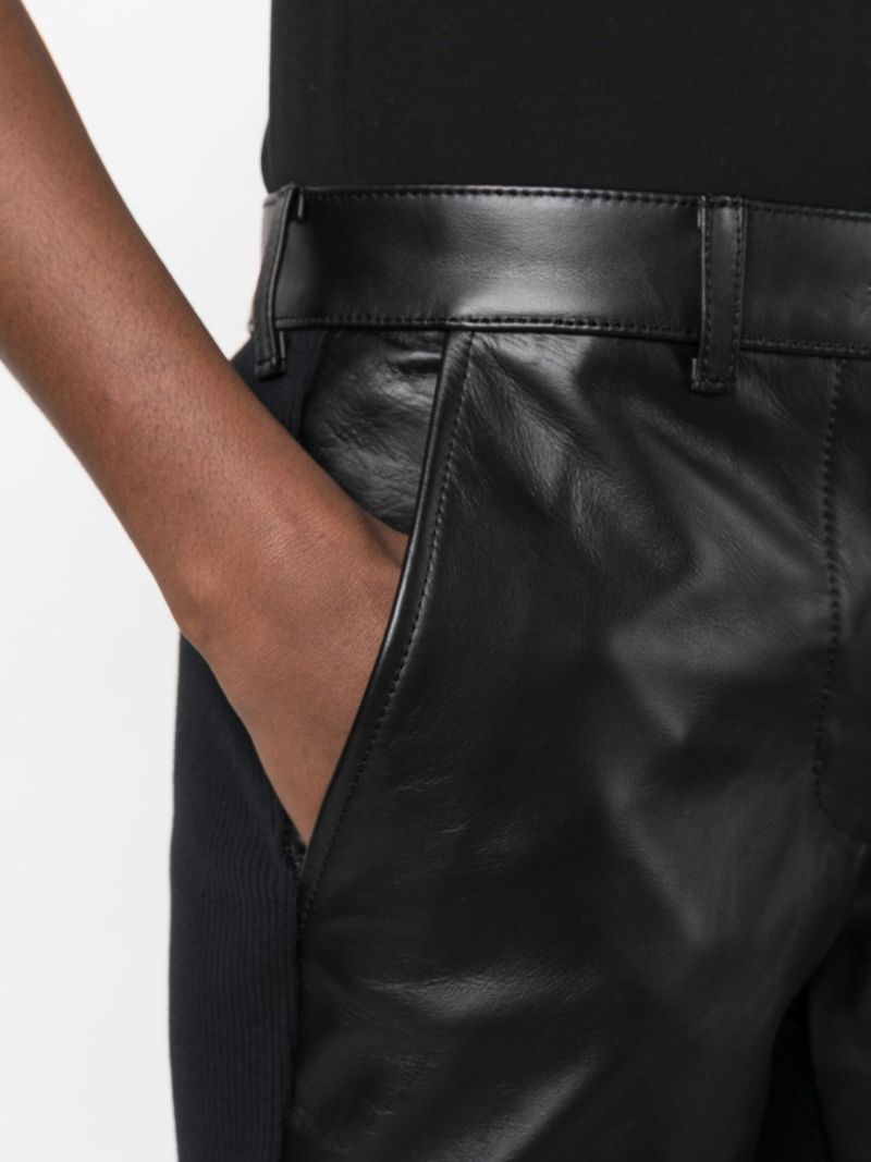 Black Panelled High-waisted Leather Trousers