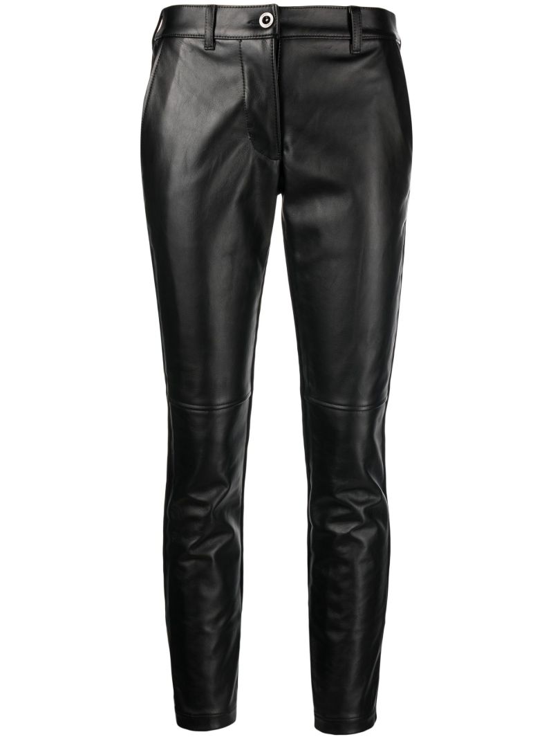 Black Panelled High-waisted Leather Trousers
