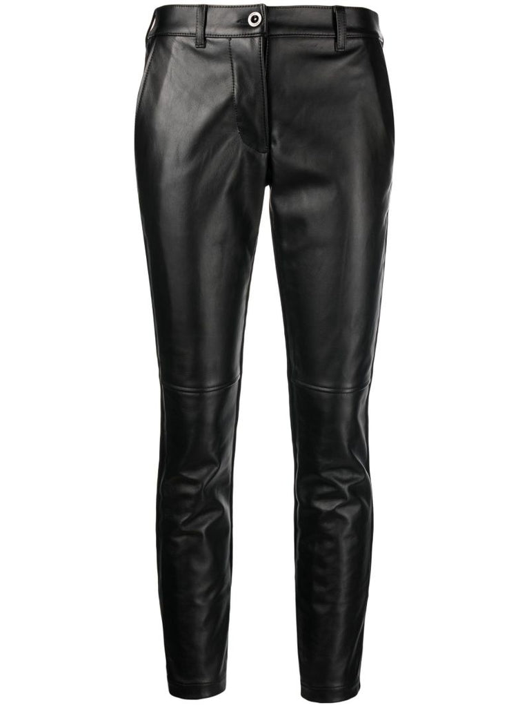 Black Panelled High-waisted Leather Trousers