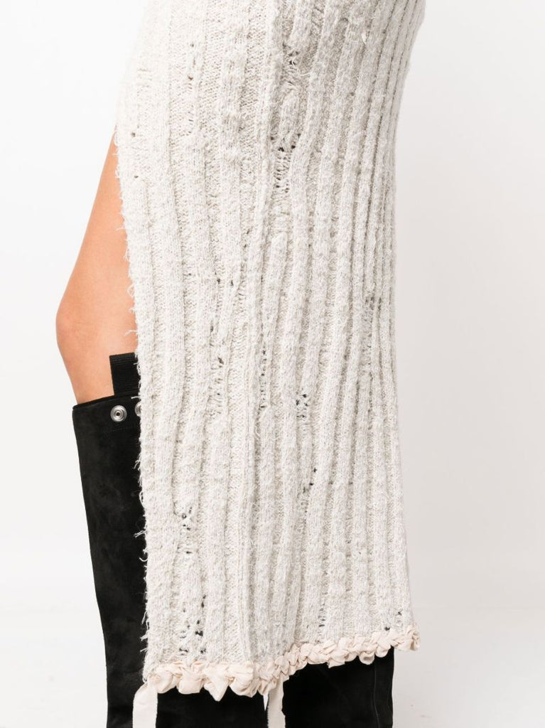 Neutral Distressed Midi Skirt