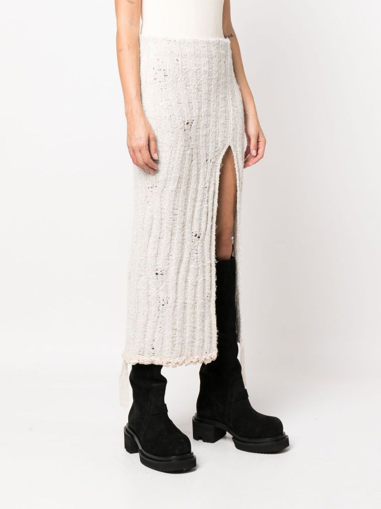 Neutral Distressed Midi Skirt
