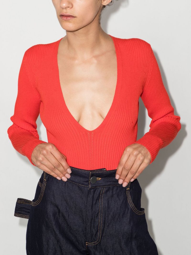 Red Falaise Ribbed Knit Bodysuit