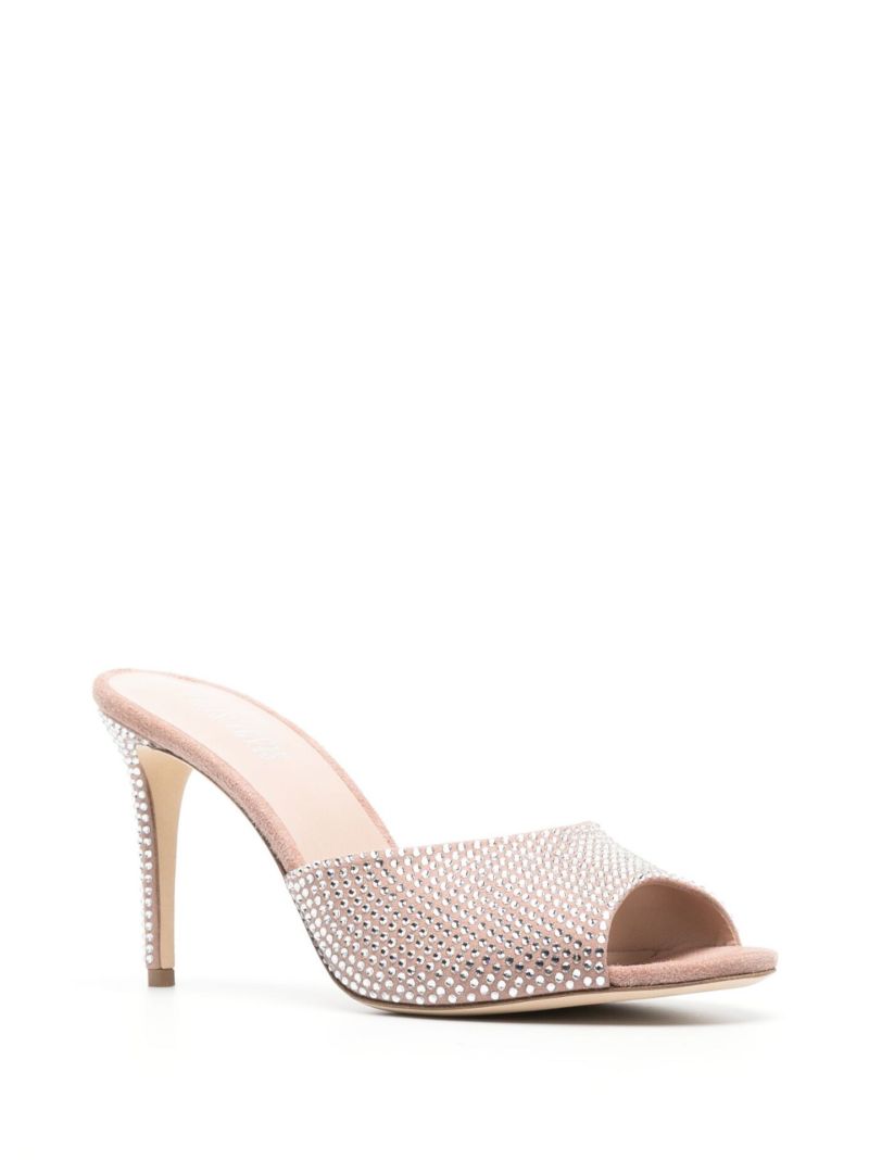 Neutral Holly 85 Crystal-embellished Suede Mules