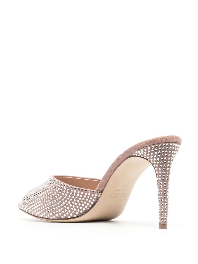 Neutral Holly 85 Crystal-embellished Suede Mules