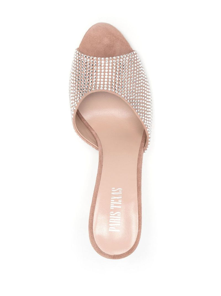 Neutral Holly 85 Crystal-embellished Suede Mules
