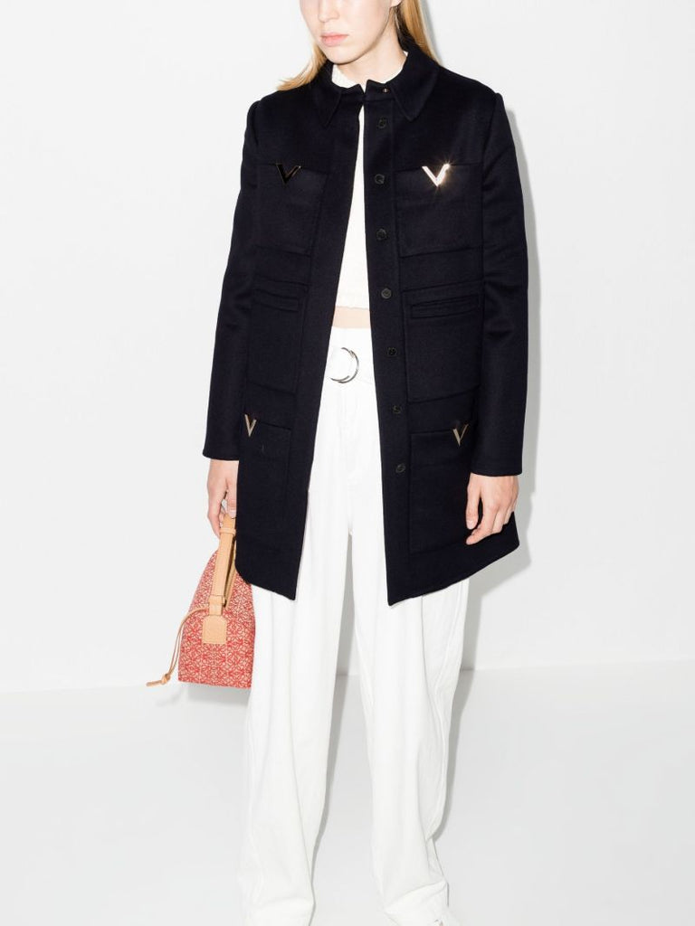 Blue Vgold Wool Coat