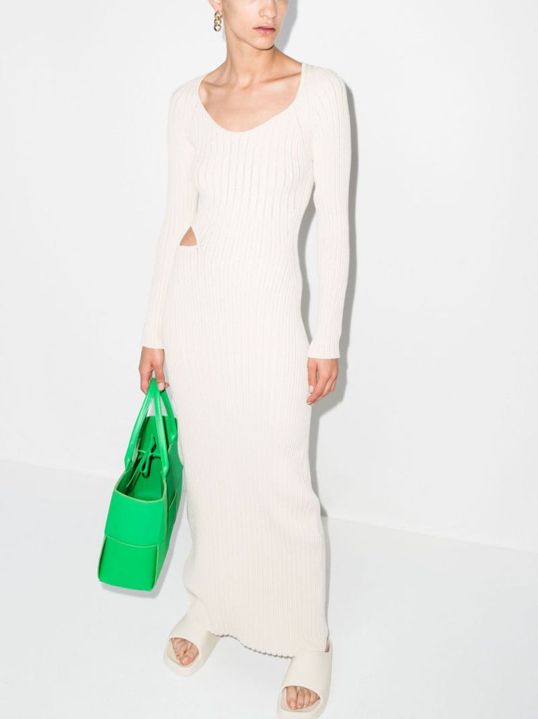 Neutral Vivier Cutout Knit Maxi Dress