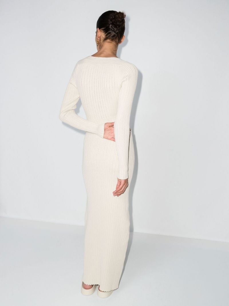 Neutral Vivier Cutout Knit Maxi Dress