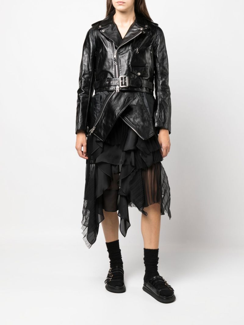 X Schott Nyc Black Peplum Hem Leather Jacket