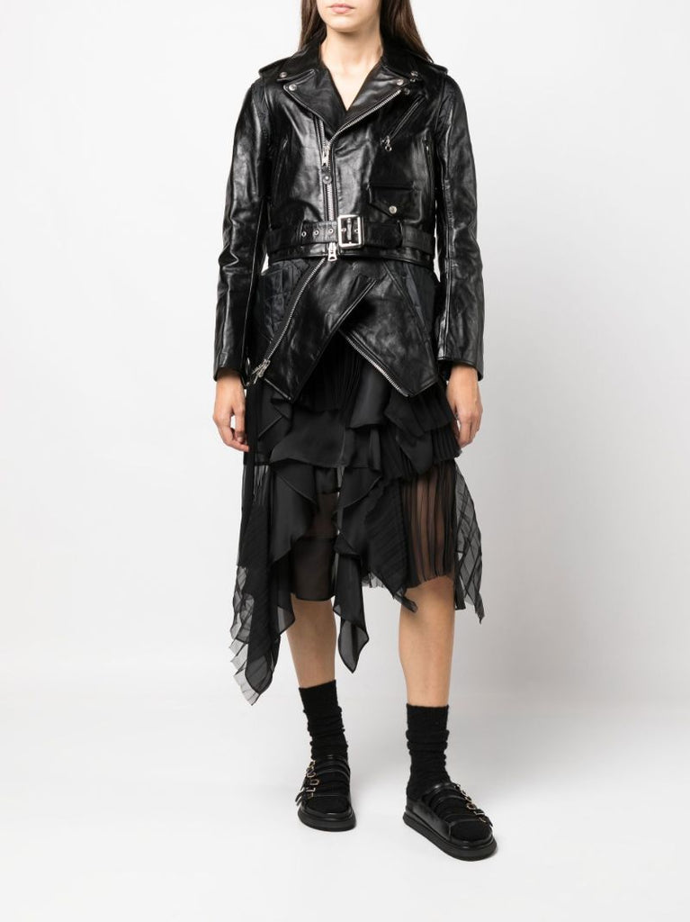 X Schott Nyc Black Peplum Hem Leather Jacket