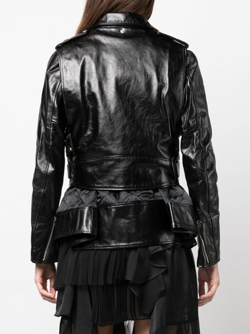 X Schott Nyc Black Peplum Hem Leather Jacket