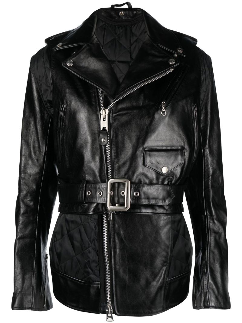 X Schott Nyc Black Peplum Hem Leather Jacket