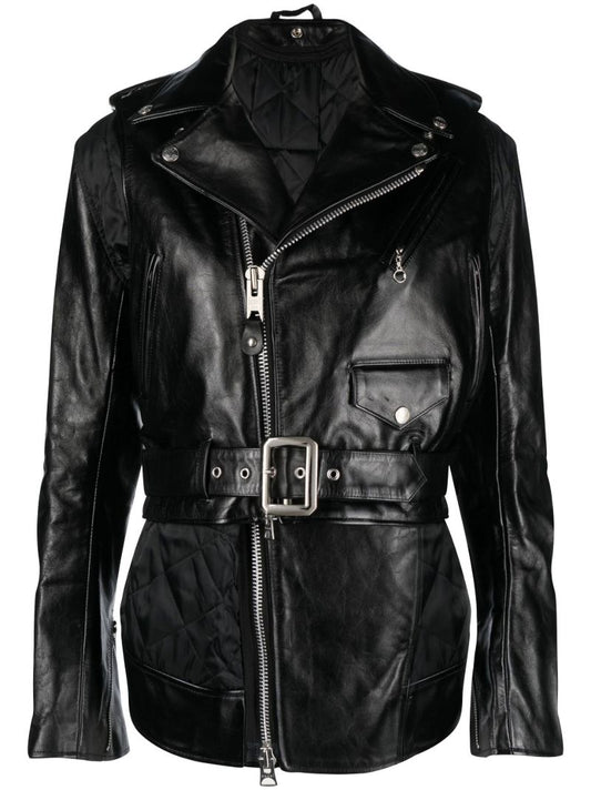 X Schott Nyc Black Peplum Hem Leather Jacket