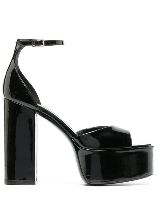 Black Tatiana 130 Platform Patent Leather Sandals