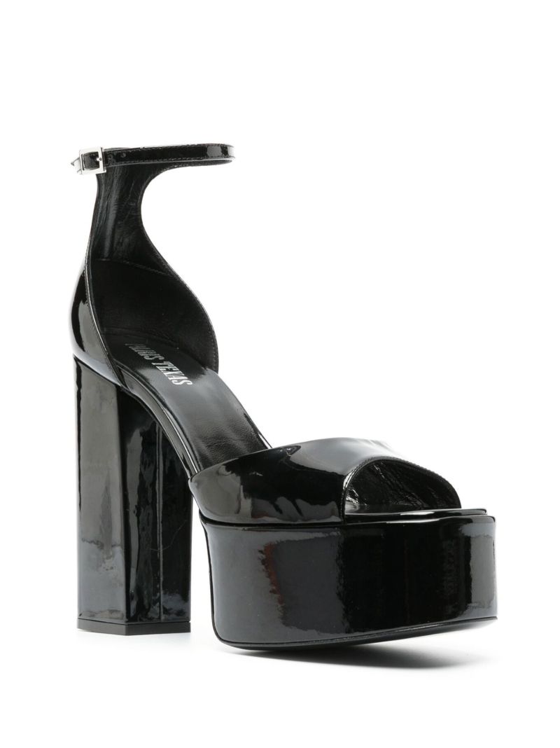 Black Tatiana 130 Platform Patent Leather Sandals