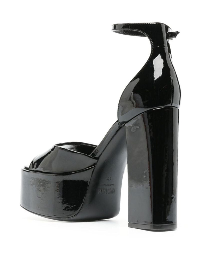 Black Tatiana 130 Platform Patent Leather Sandals
