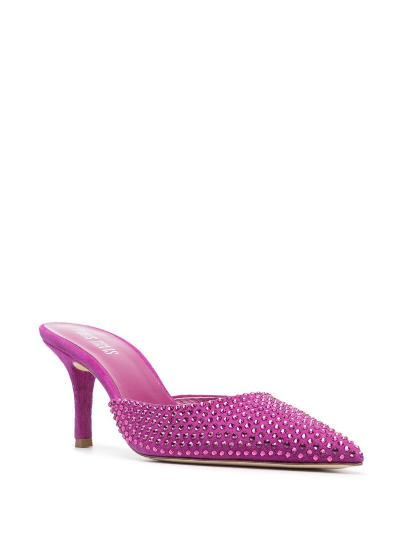 Pink Hollywood 75 Crystal Suede Mules