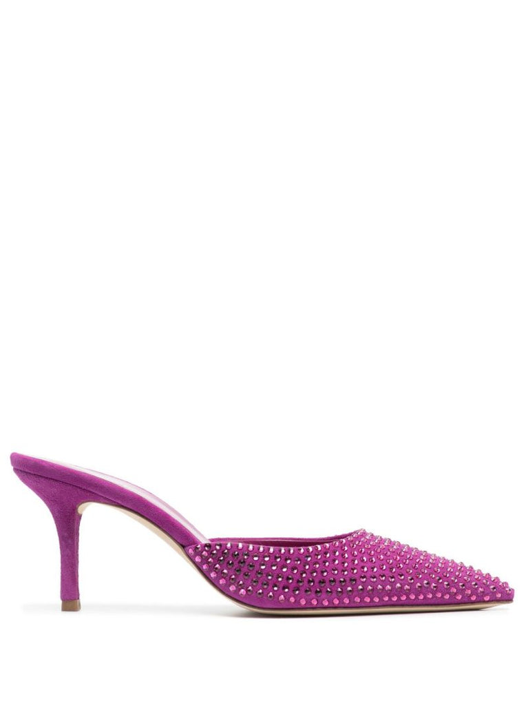 Pink Hollywood 75 Crystal Suede Mules