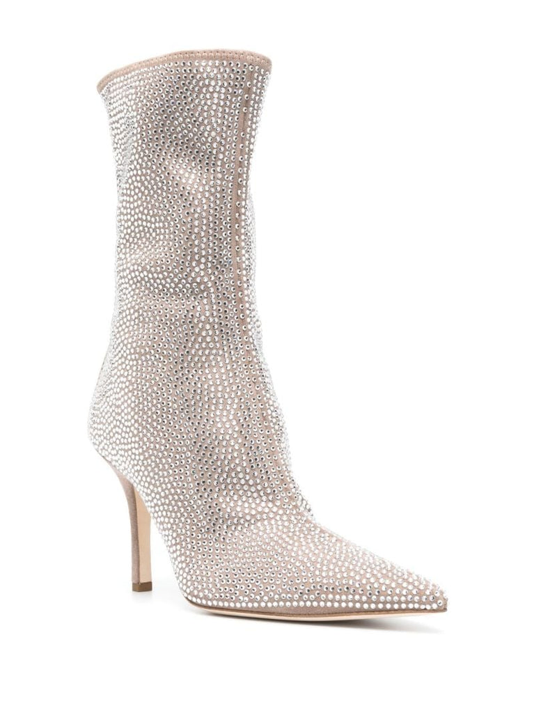 Grey Holly Mama 95 Crystal Suede Ankle Boots