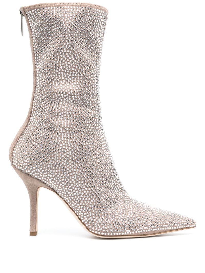 Grey Holly Mama 95 Crystal Suede Ankle Boots
