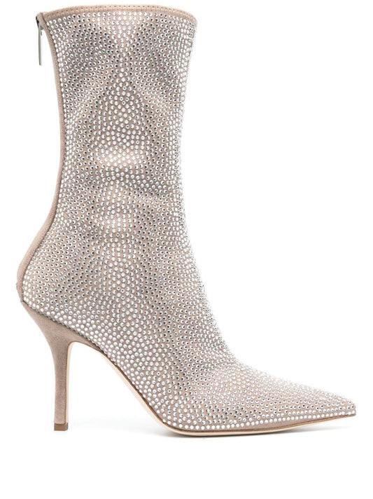 Grey Holly Mama 95 Crystal Suede Ankle Boots