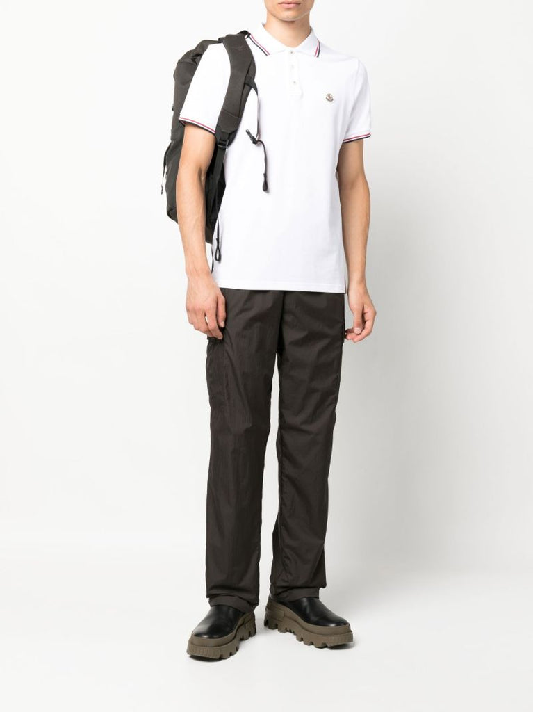 White Logo Cotton Polo Shirt