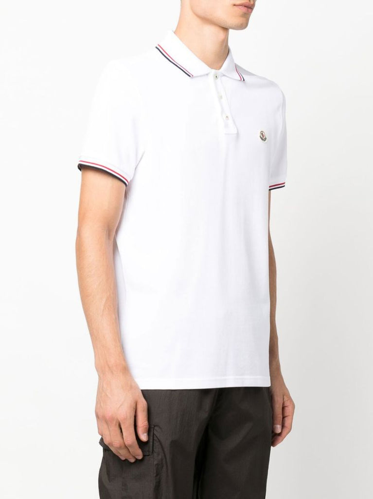 White Logo Cotton Polo Shirt
