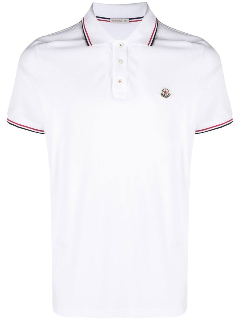 White Logo Cotton Polo Shirt