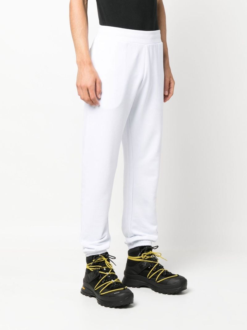 White Logo Embroidered Cotton Fleece Track Pants