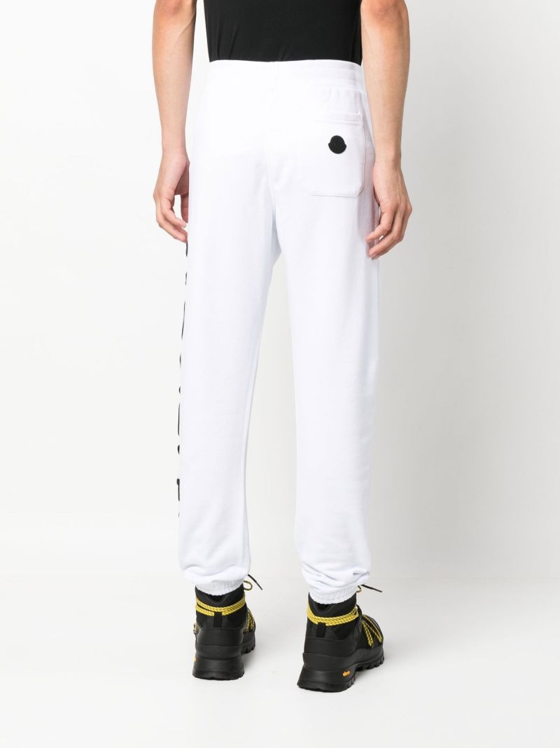 White Logo Embroidered Cotton Fleece Track Pants