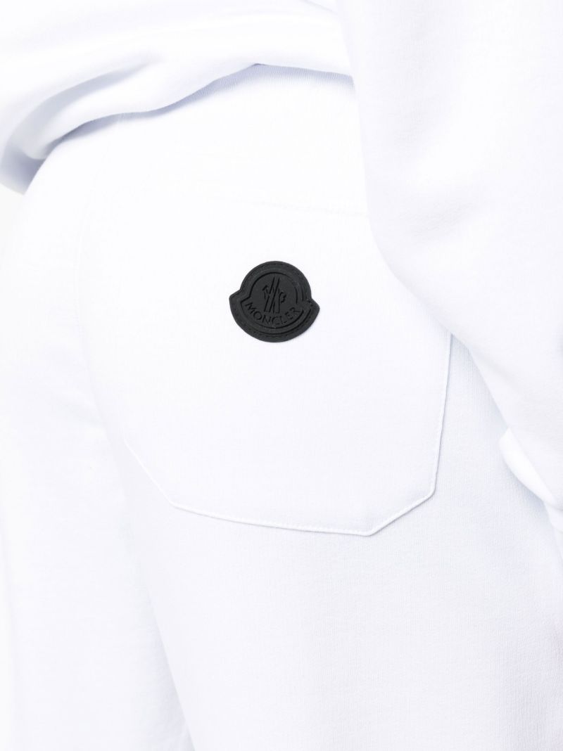 White Logo Embroidered Cotton Fleece Track Pants