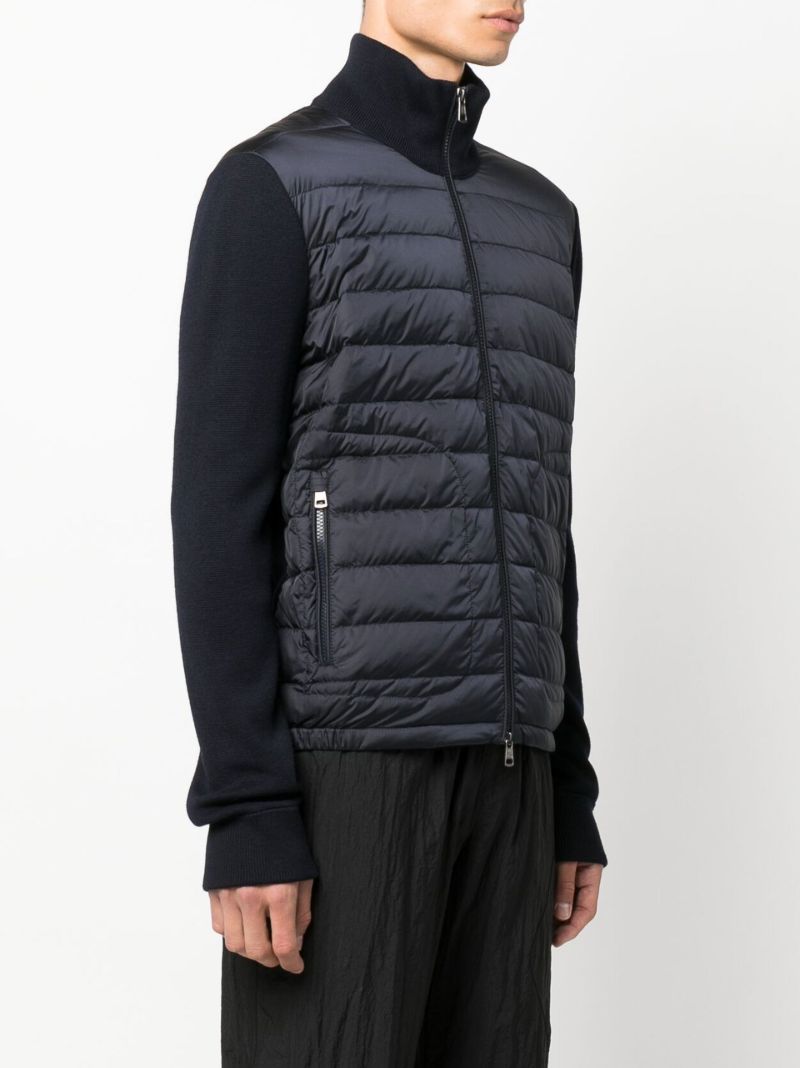 Blue Zip-up Padded Knit Cardigan
