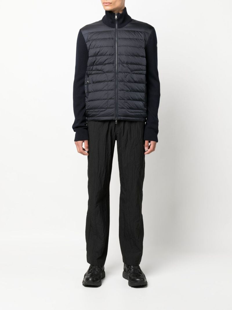 Blue Zip-up Padded Knit Cardigan
