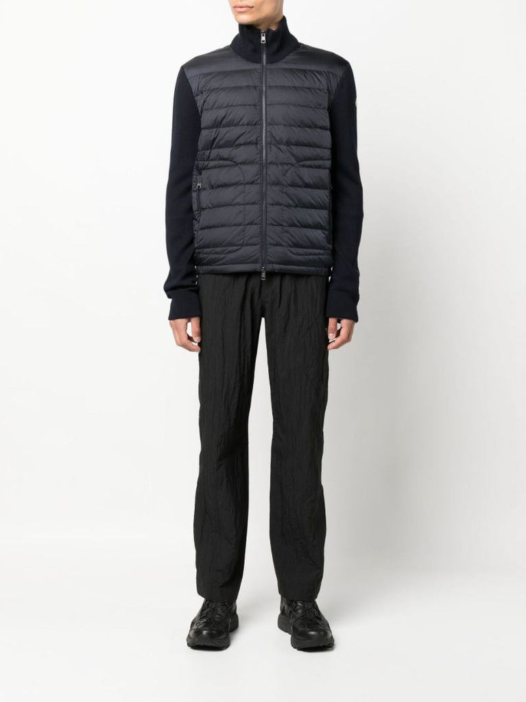 Blue Zip-up Padded Knit Cardigan