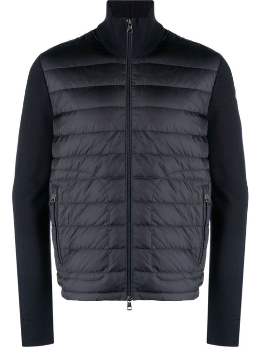 Blue Zip-up Padded Knit Cardigan