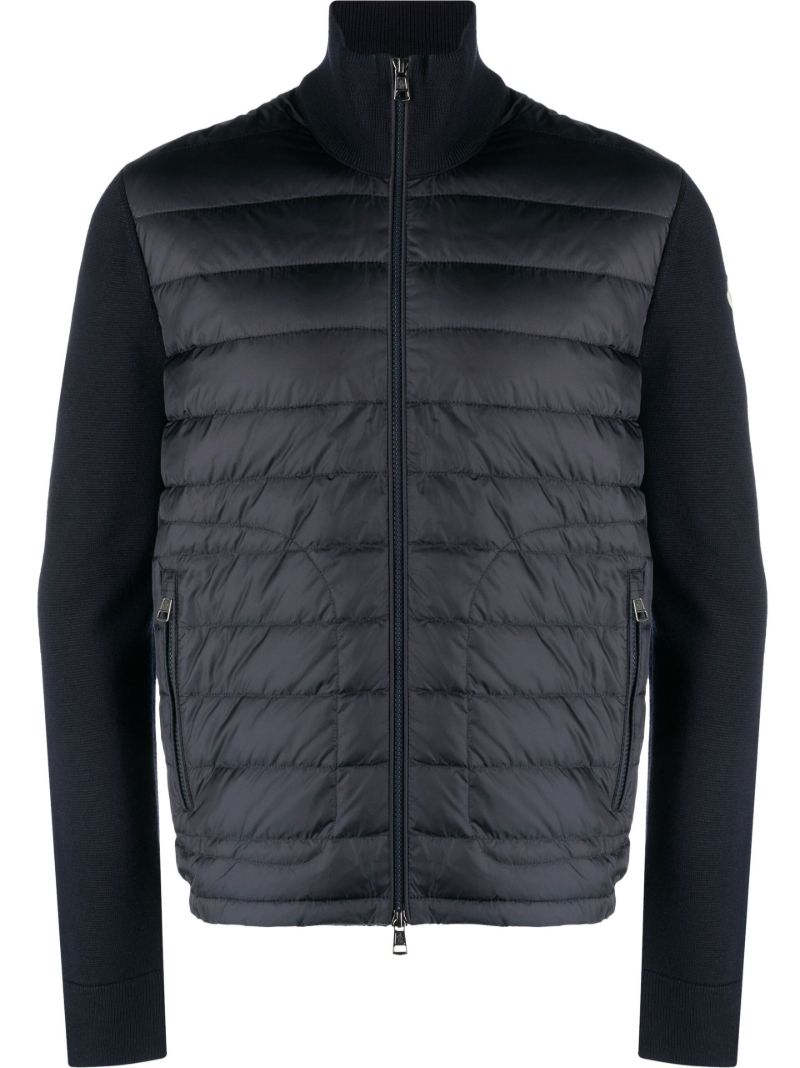 Blue Zip-up Padded Knit Cardigan
