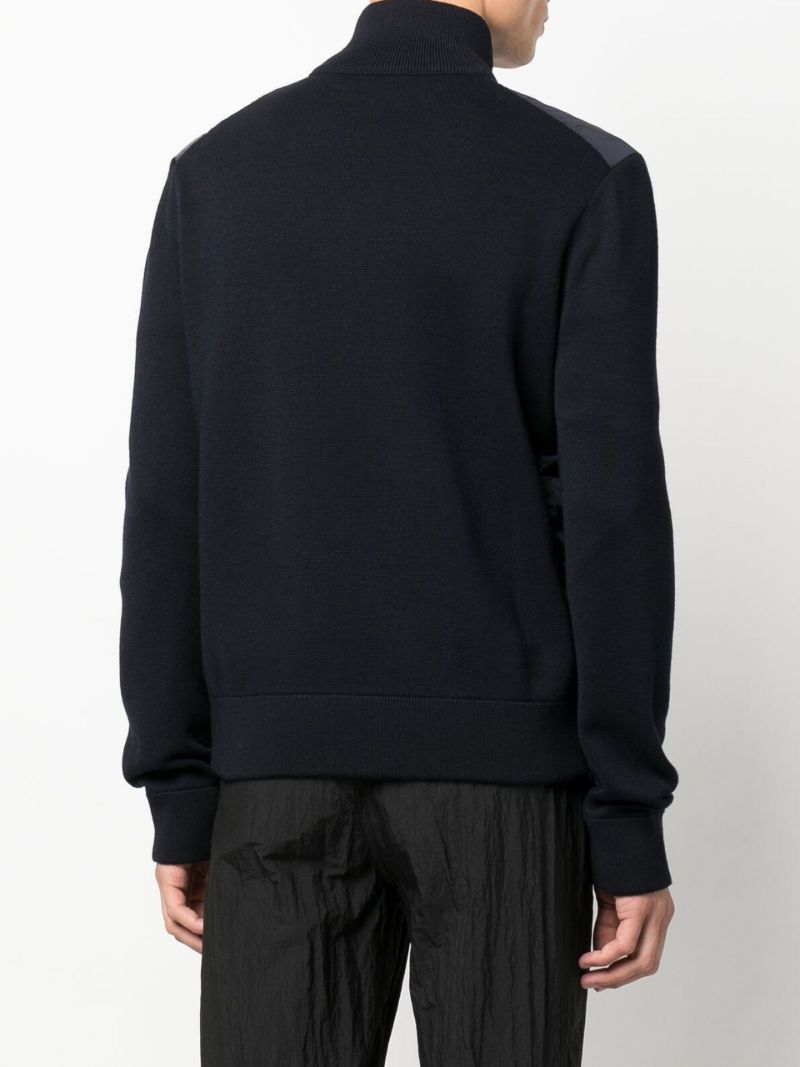 Blue Zip-up Padded Knit Cardigan
