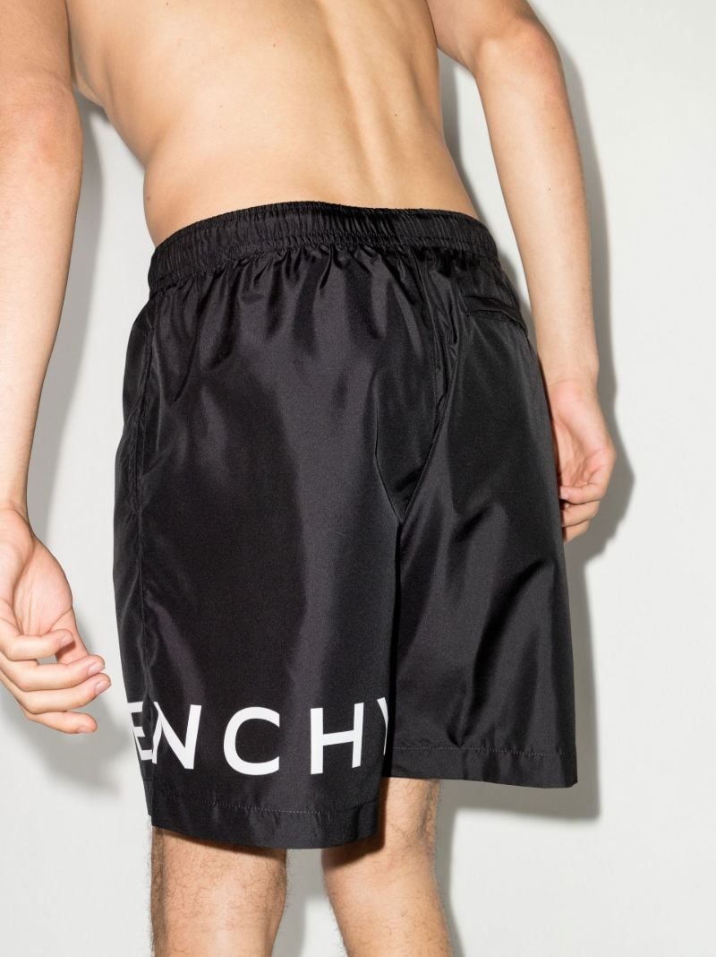 Black Logo Print Swim Shorts