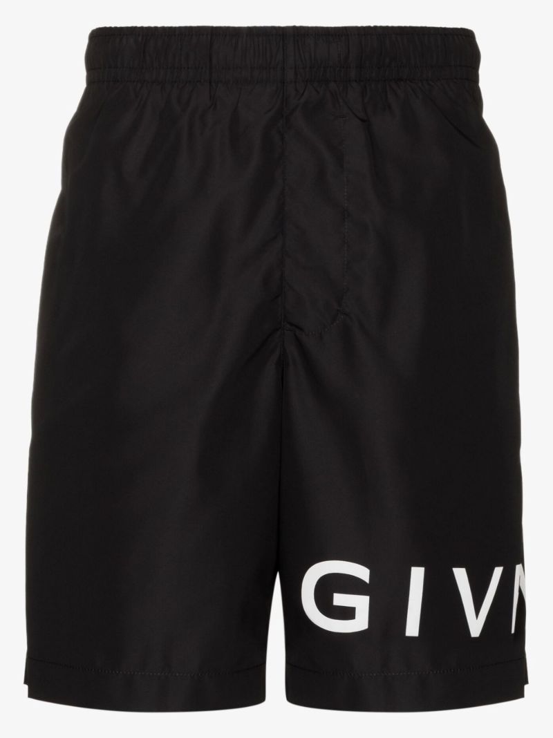 Black Logo Print Swim Shorts