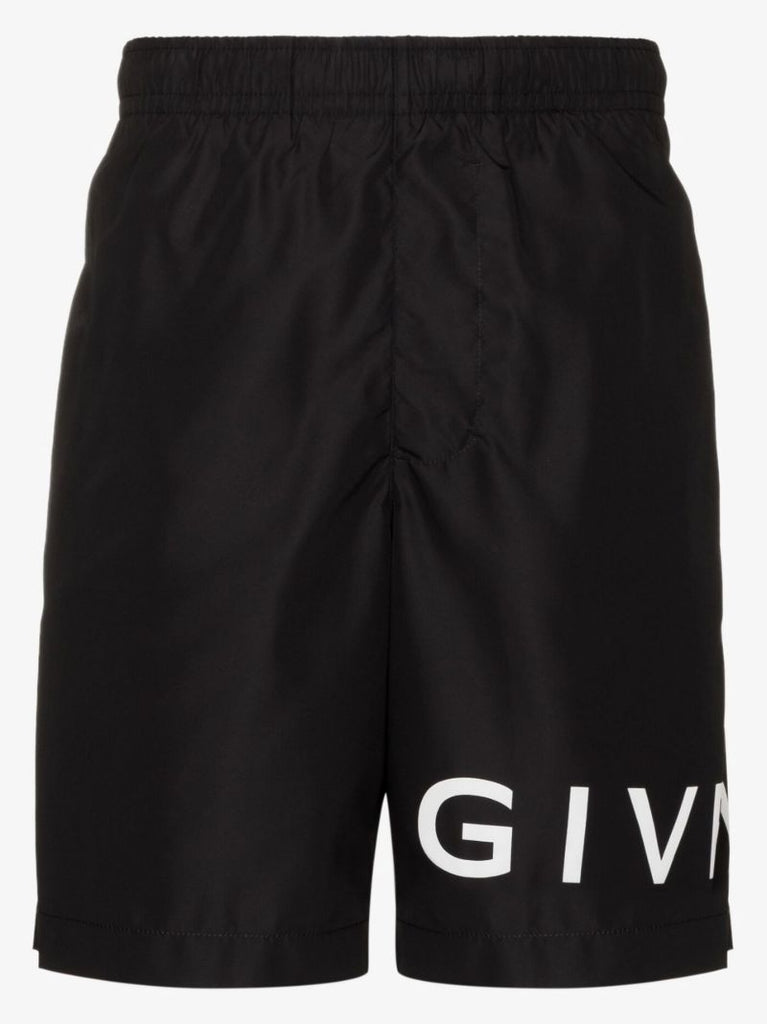 Black Logo Print Swim Shorts